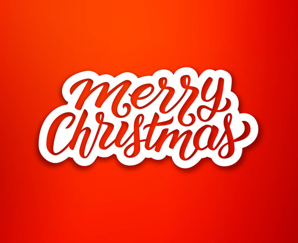 Merry Christmas tekst op wit papier etiket - Vector, afbeelding