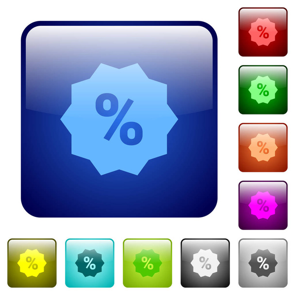 Discount sticker color square buttons - Vector, Image
