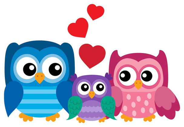 Owl family theme image 1 - Vektor, obrázek
