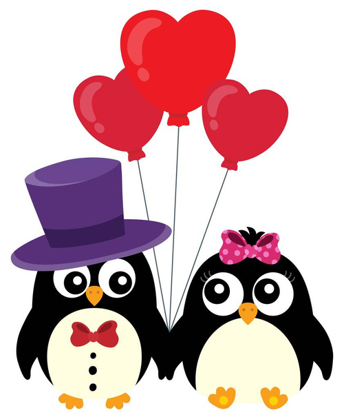 Valentine penguins theme image 1 - Vektör, Görsel