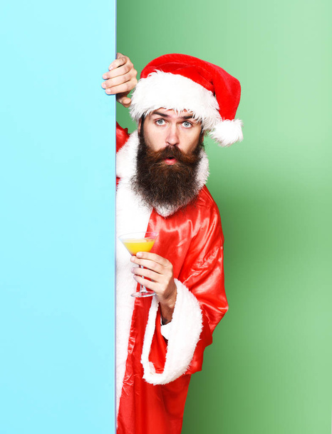 surprised bearded santa claus man - Fotó, kép