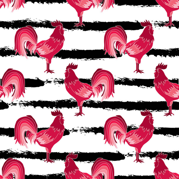 roosters seamless pattern - Вектор,изображение