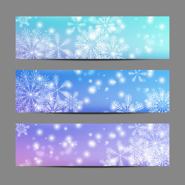 Set of snowflake banners - Vektori, kuva