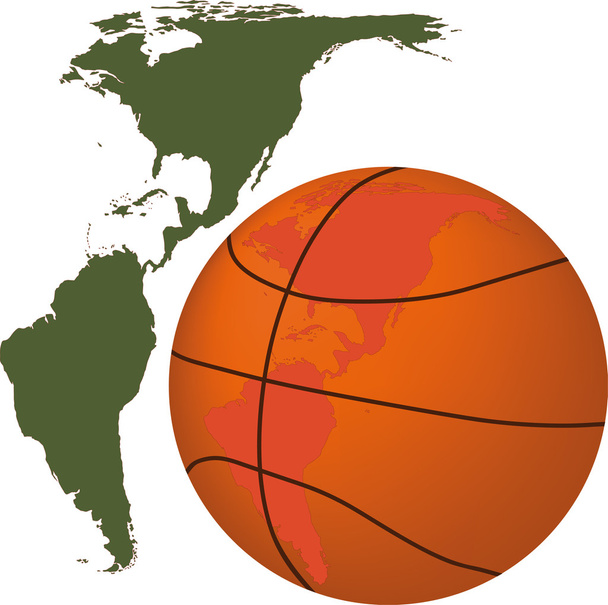 μπάσκετ και την αμερικανική ήπειρο - Διάνυσμα, εικόνα