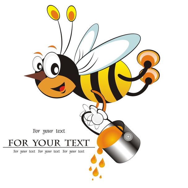 Macro Image of Common Honey Bee From North America Flying on White Background - Вектор,изображение