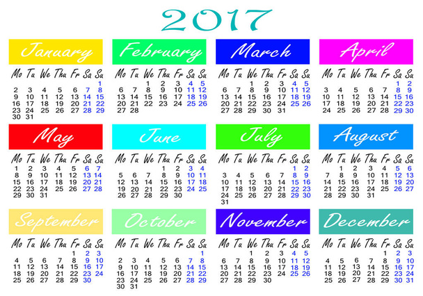calendario para 2017 año ilustración
  - Foto, imagen