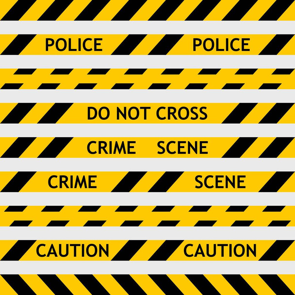 набір жовтих поліцейських стрічок, що закривають криміналістику
 - Вектор, зображення