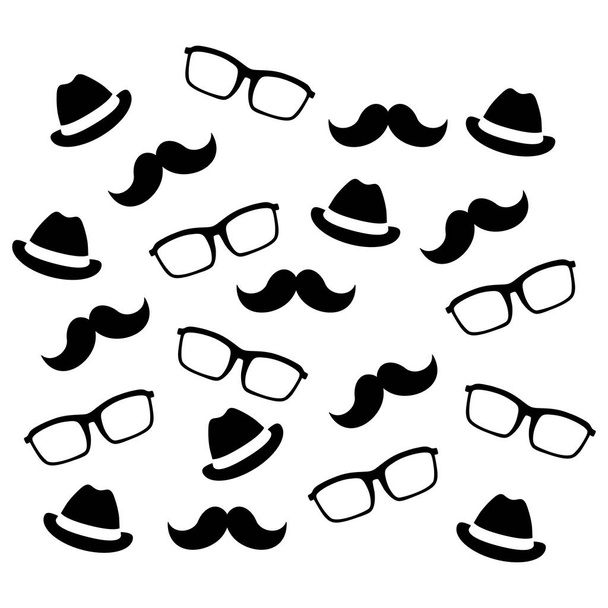 Bıyıklar gözlük ve şapka - Vektör, Görsel