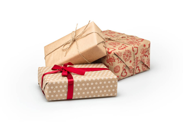 Composition of Christmas gift boxes - Fotoğraf, Görsel
