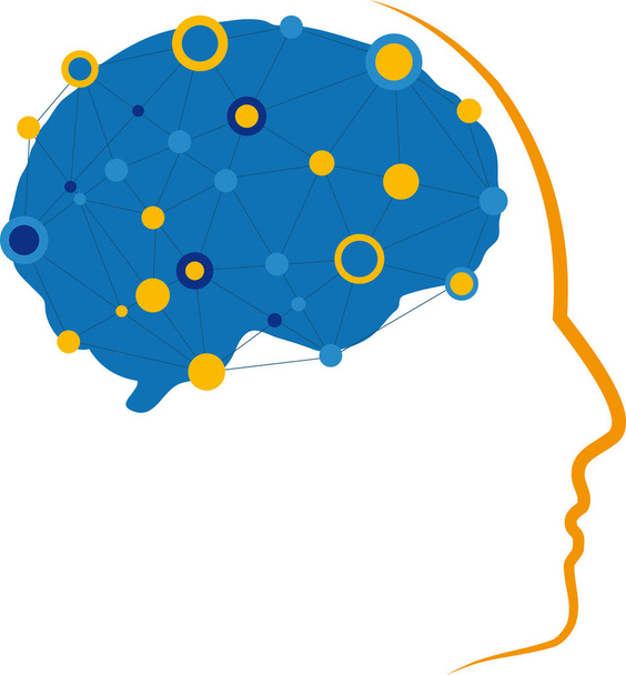 Darstellung des Gehirns mit neuronalen Verbindungen und einem Profil. - Foto, Bild