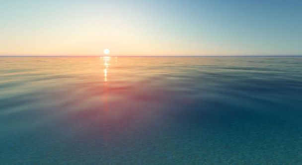 Vektori realistinen auringonlasku ja merivesi
 - Vektori, kuva