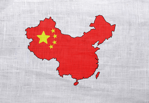 Σημαία και χάρτης της Κίνας - Φωτογραφία, εικόνα