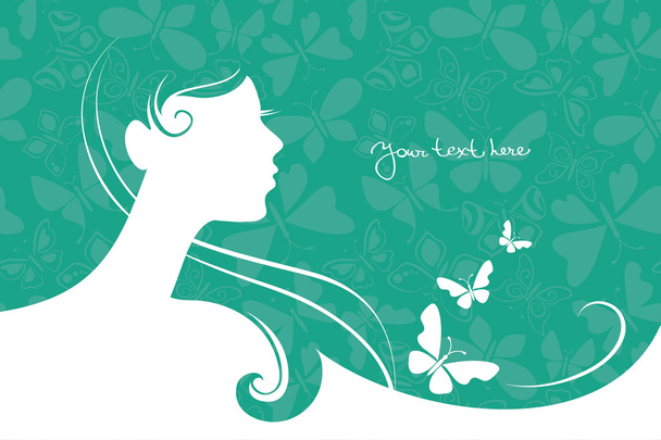 Background with beautiful girl silhouette - Vector, Image