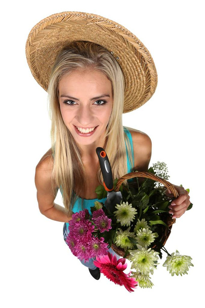 Ihana blondi puutarhanhoito nainen
 - Valokuva, kuva