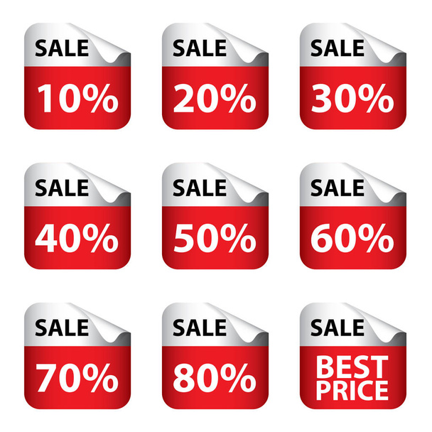 Sale Banner with Many discount price sign isolated on white background. - Vektor, Bild