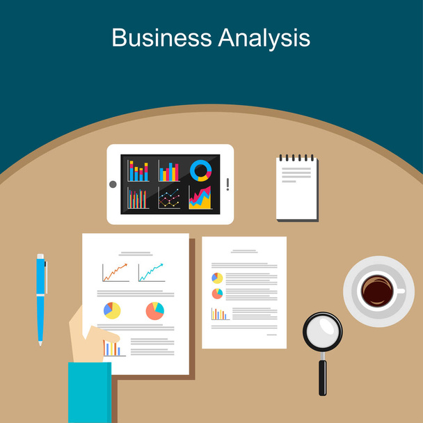 Les hommes d'affaires analysent les statistiques de l'économie des données. Concept de statistiques d'entreprises. Analyste des affaires
. - Vecteur, image