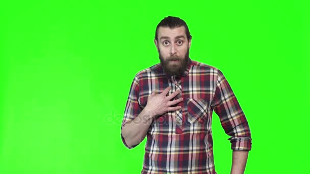 Surprised or shocked bearded man - Footage, Video