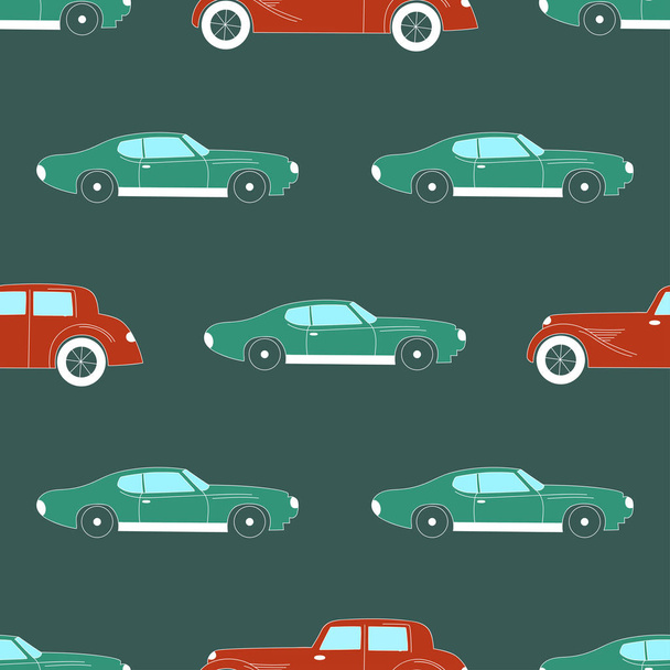 Transportation pattern with retro cars.  - Vector, Image