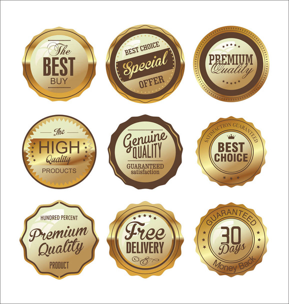 Premium and luxury golden retro badges and labels collection - Vector, afbeelding