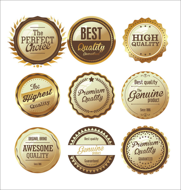 Premium and luxury golden retro badges and labels collection - Vector, Image