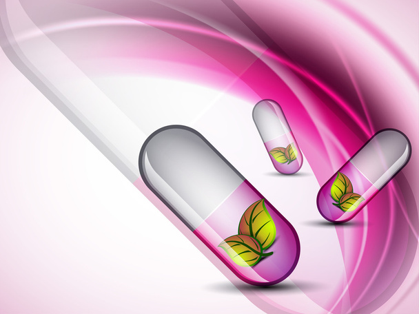 Abstract medical background with herbal capsule. EPS 10. - Vector, Image