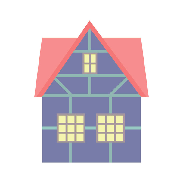 House with two floors with red roof.  - Vector, Image