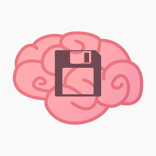 Geïsoleerde hersenen met een diskette - Vector, afbeelding