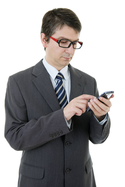 businessman working on the phone, isolated - Zdjęcie, obraz