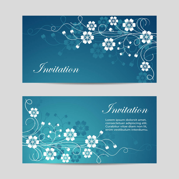 Set of horizontal banners with flowers - Vector, Image