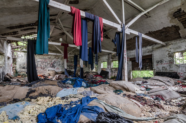 abandoned storage hall of towel factory - Photo, Image