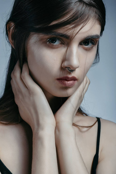 Model with nose piercing - Foto, Imagem