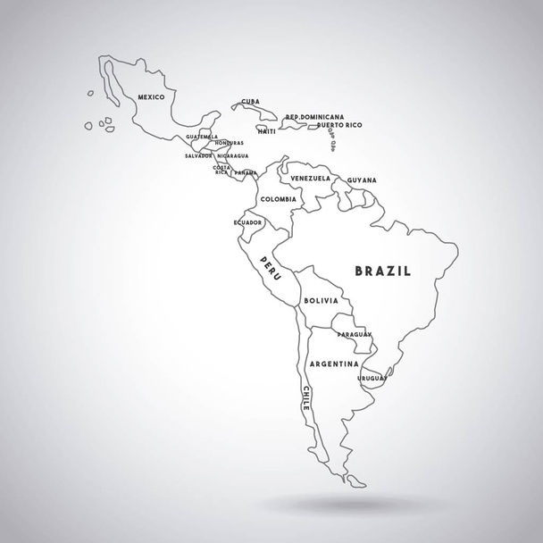 Λατινική Αμερική Χάρτης - Διάνυσμα, εικόνα
