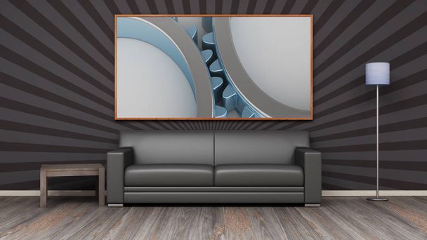 Interior moderno con sofá 3D renderizado
 - Foto, Imagen