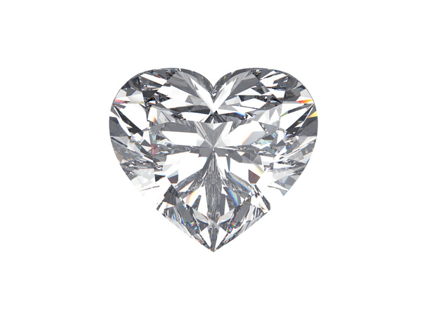 Ilustración 3D diamante corazón piedra sobre un fondo blanco
 - Foto, Imagen