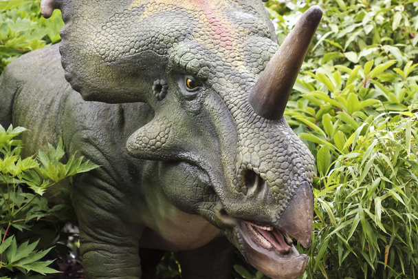 Esihistoriallinen Styracosaurus liitukauden metsässä
 - Valokuva, kuva