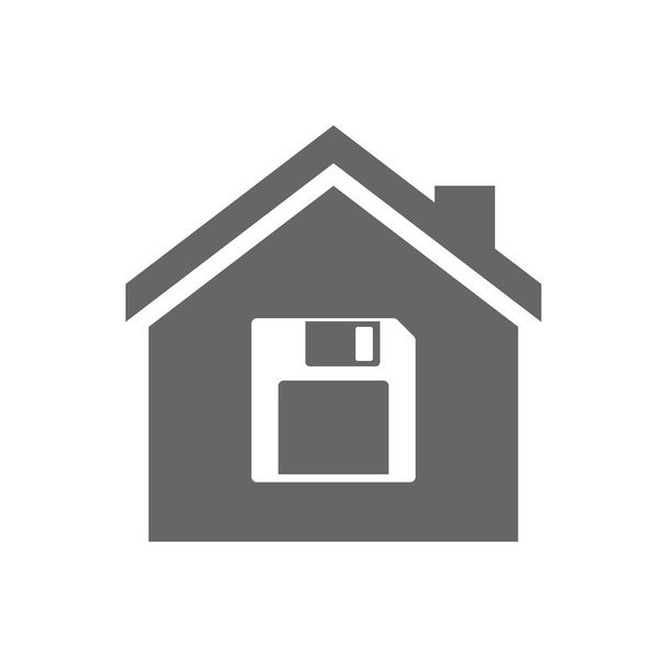 Isolated house with a floppy disk - Vector, Image