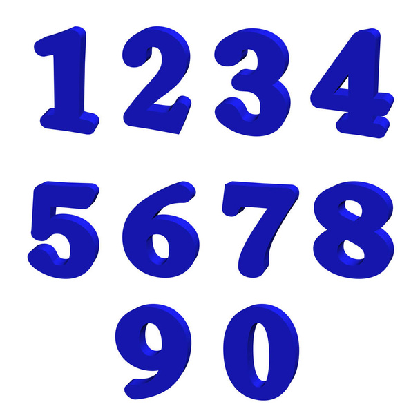 blue numbers 3D illustration - Φωτογραφία, εικόνα