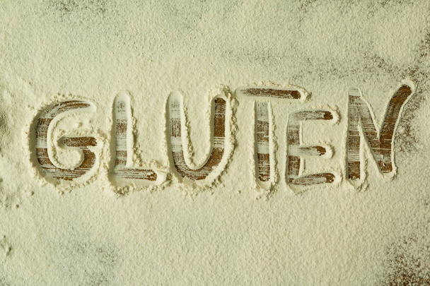 Flour with inscription GLUTEN  - Zdjęcie, obraz