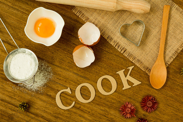 cooking stuff with iscription "COOK" - Foto, Imagem
