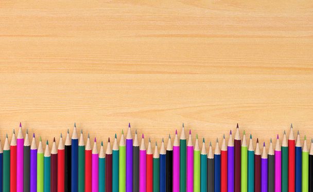 Ahşap tahta üzerinde kalemler için arka plan dalga renkli - Fotoğraf, Görsel