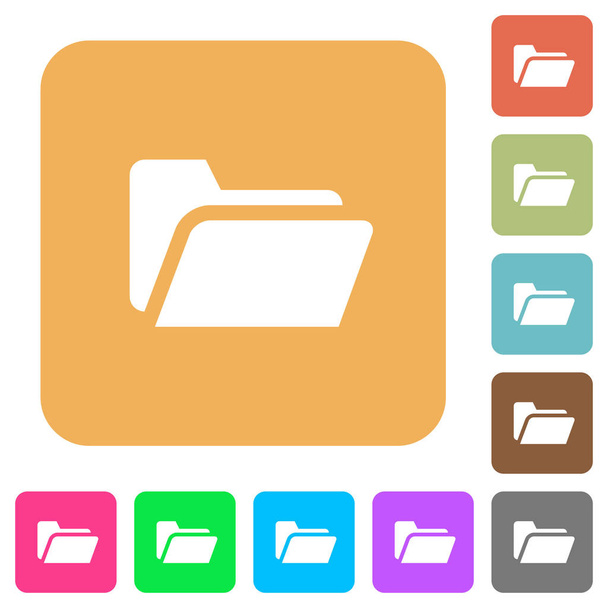 Folder open rounded square flat icons - Vector, Image