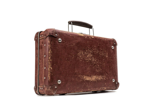 old vintage suitcase isolated on white background - Foto, imagen