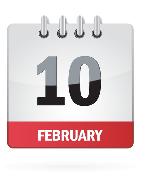 Tenth In February Calendar Icon On White Background - Vector, Image