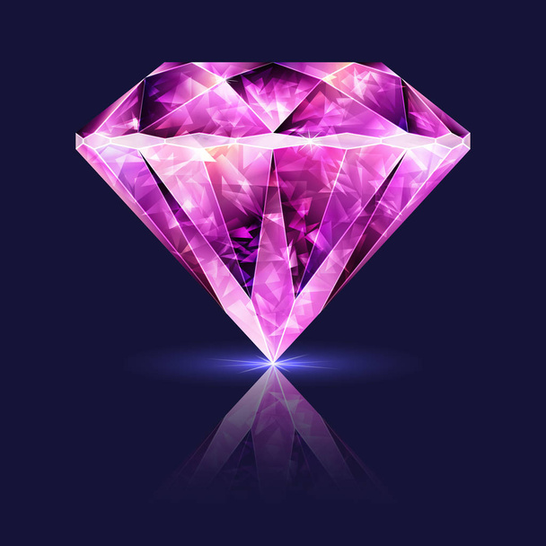 Ruby έντονο γυαλιστερό ροζ πολύτιμων λίθων - Διάνυσμα, εικόνα