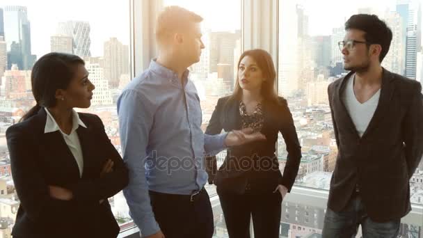 employees discussing business strategy target - Footage, Video
