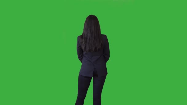 zöld háttér fekete üzletasszony - Felvétel, videó