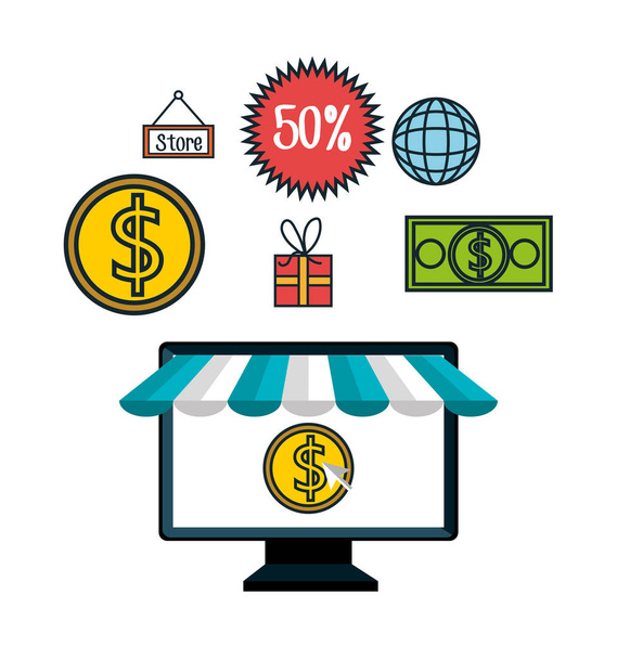 online nakupování slevy e komerce, samostatný - Vektor, obrázek