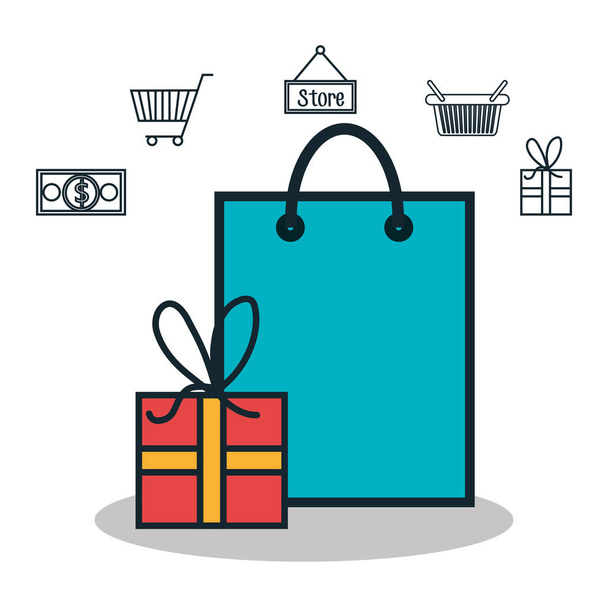 online shopping e-commerce isolated - Vektör, Görsel