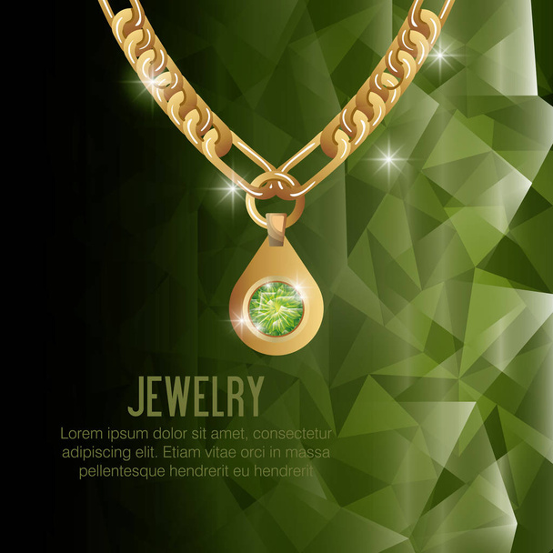 Ikone Halskette Gold Edelstein isoliert - Vektor, Bild