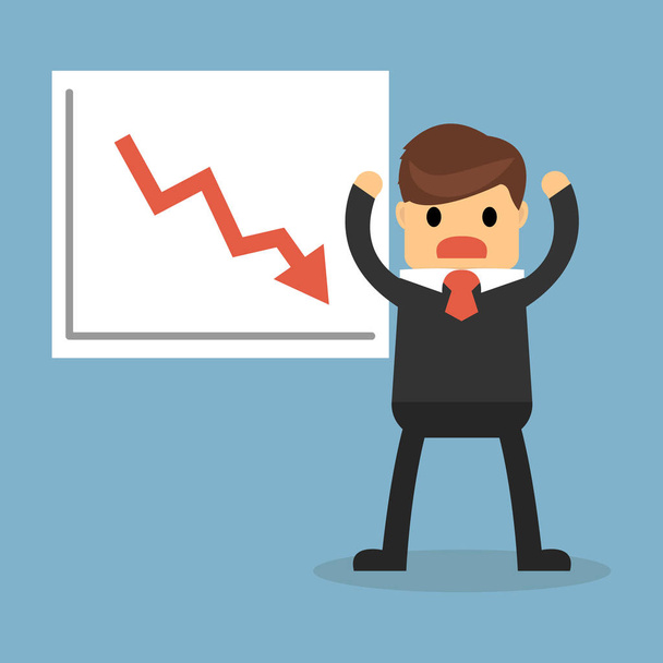 businessman with presenting a falling chart. - Vector, Image